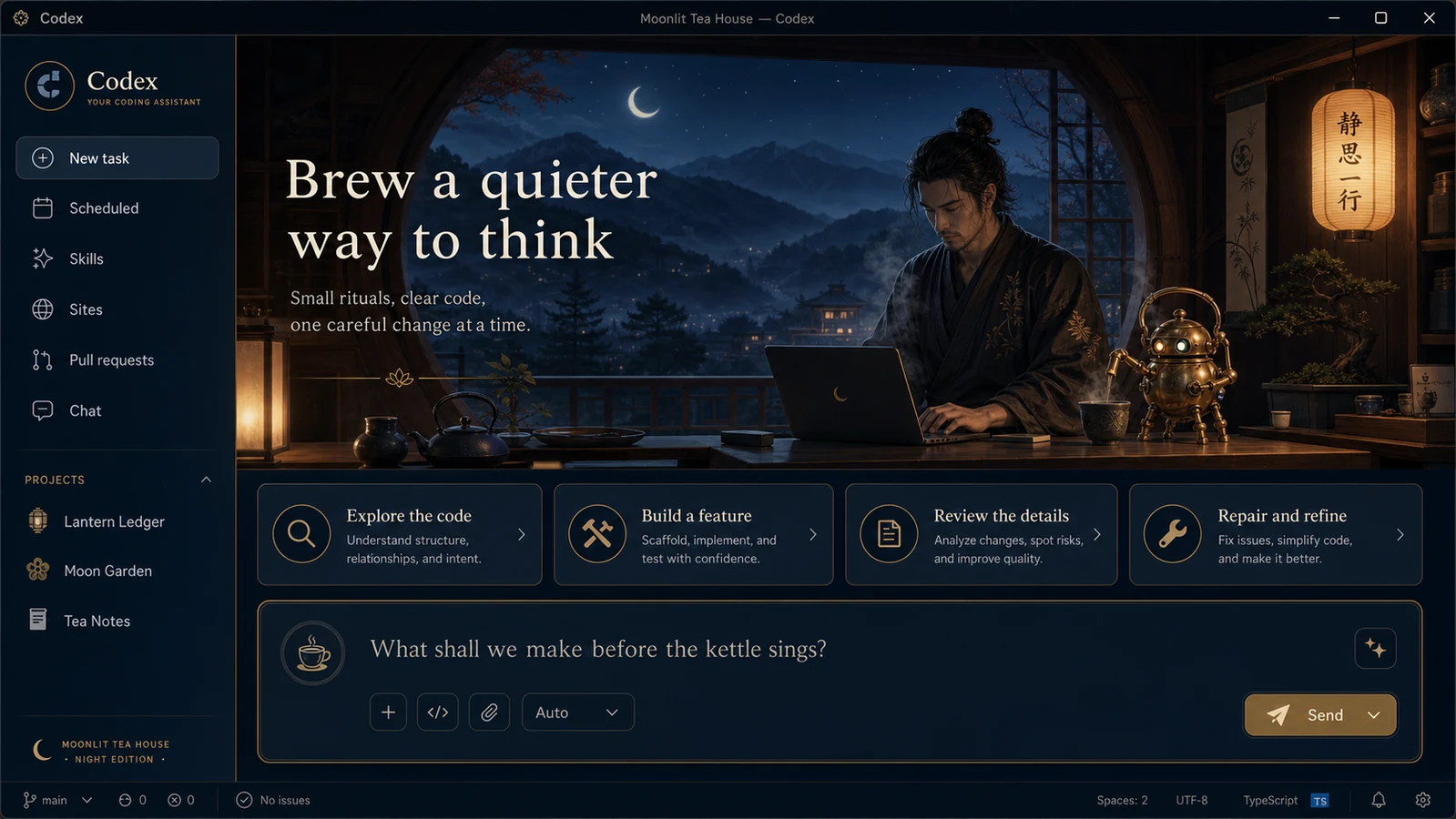 Moonlit Tea House full workspace preview